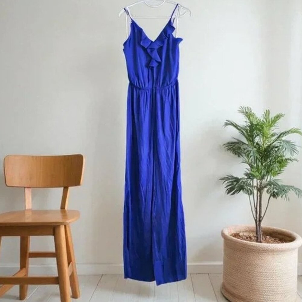 Lilly Pulitzer Blue Jumpsuit Size Small Cold Shoulder Flowy Wide Leg